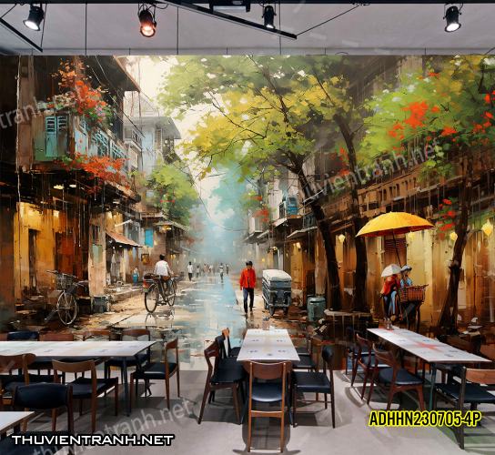 Tranh dán tường Phố cổ Hà Nội, Phố xưa - -ADHHN230705-4P - Kết quả tìm kiếm tranh tường